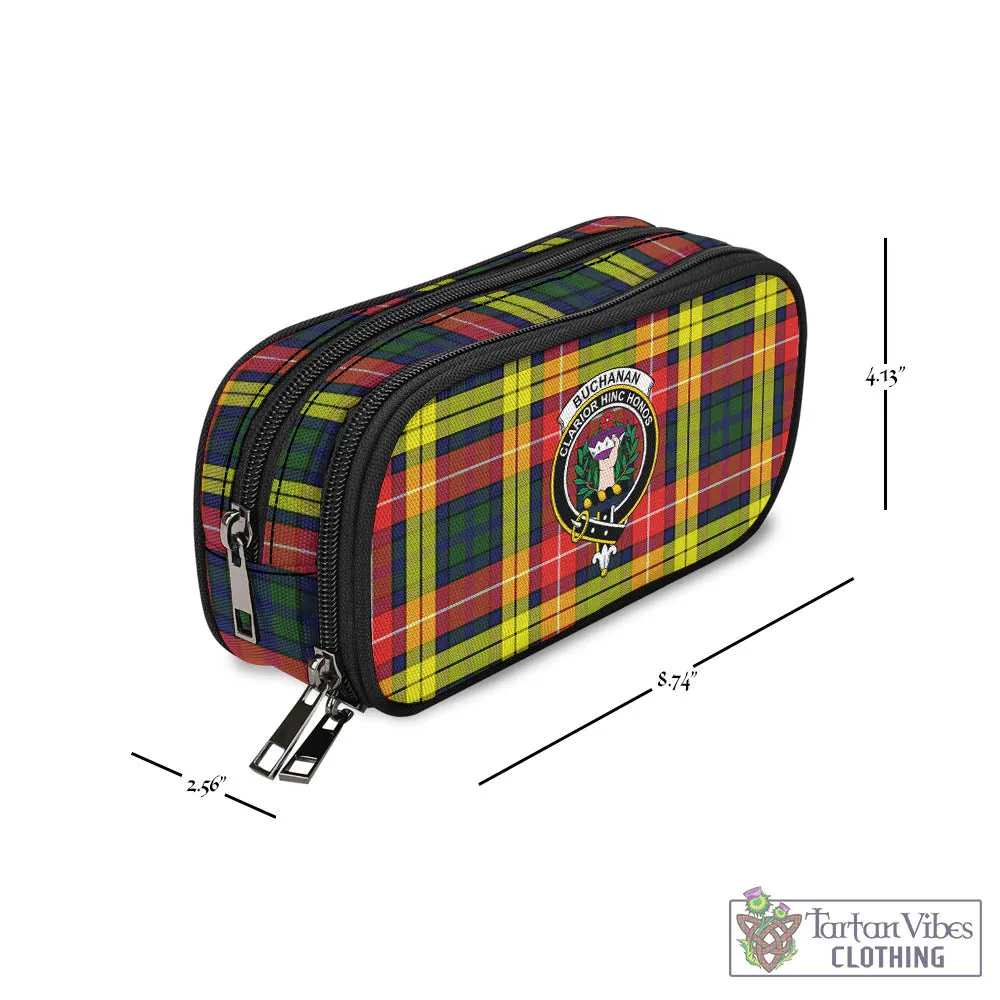 Buchanan Modern Tartan Pen and Pencil Case with Family Crest