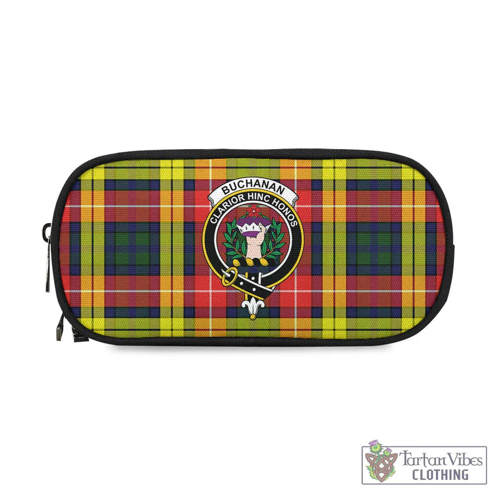 Buchanan Modern Tartan Pen and Pencil Case with Family Crest