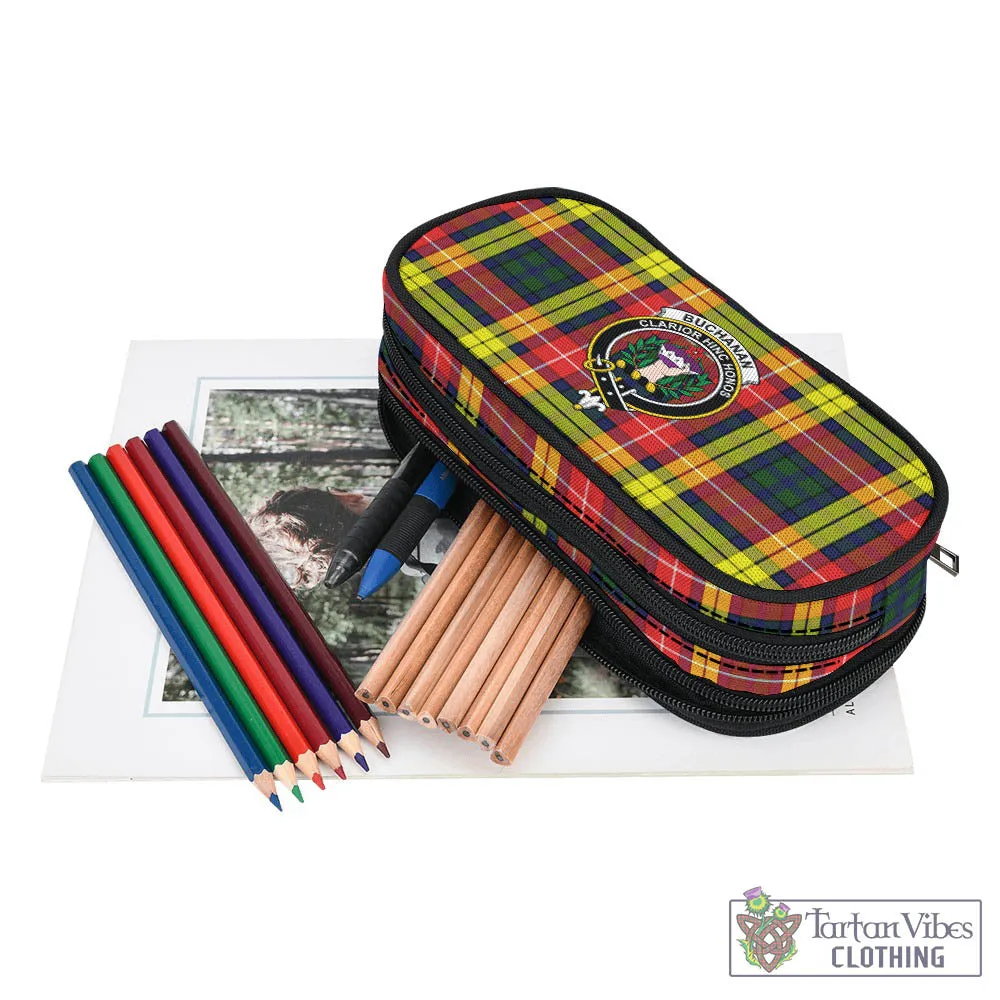 Buchanan Modern Tartan Pen and Pencil Case with Family Crest