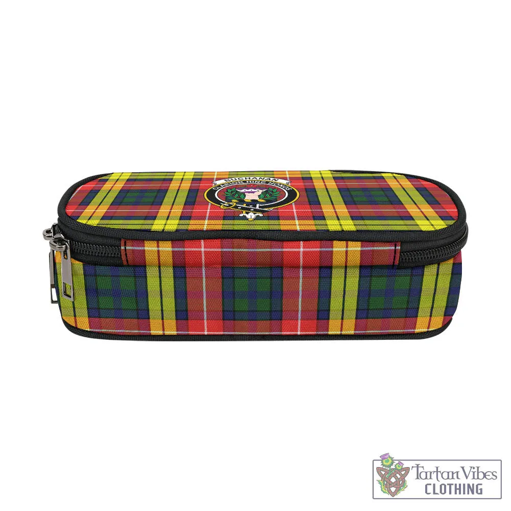 Buchanan Modern Tartan Pen and Pencil Case with Family Crest