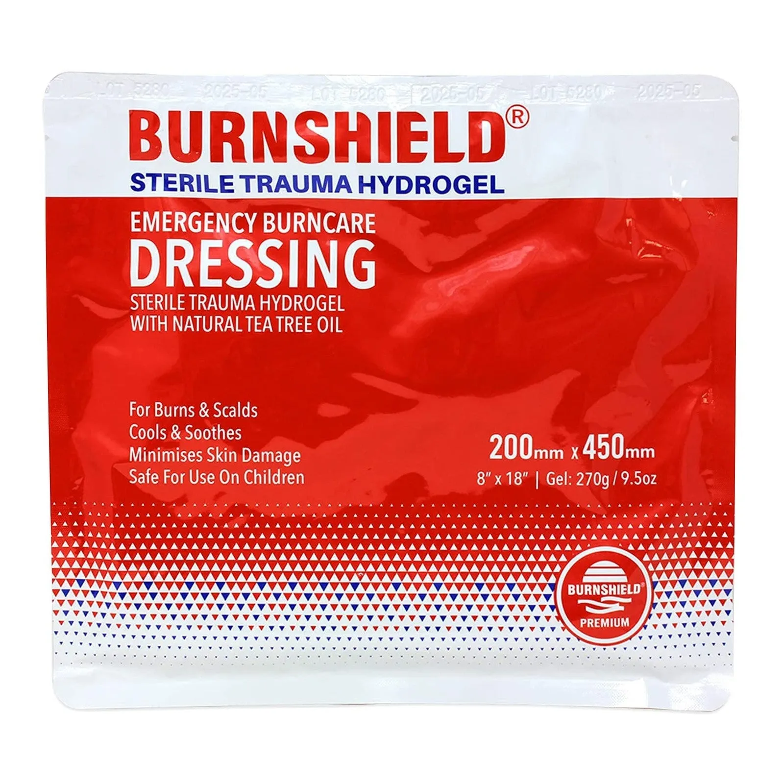 Burnshield Sterile Emergency Burn Hydrogel Foil Sealed Foam Cell Dressing, 8"x 18"