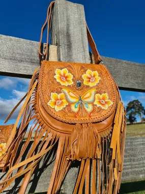 BUTTERFLY CROSS BODY BAG TAN