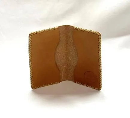 Card Case, Two Pockets. Black or Natural Tan