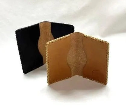 Card Case, Two Pockets. Black or Natural Tan