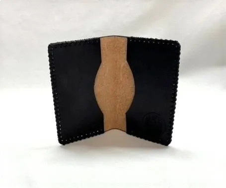 Card Case, Two Pockets. Black or Natural Tan