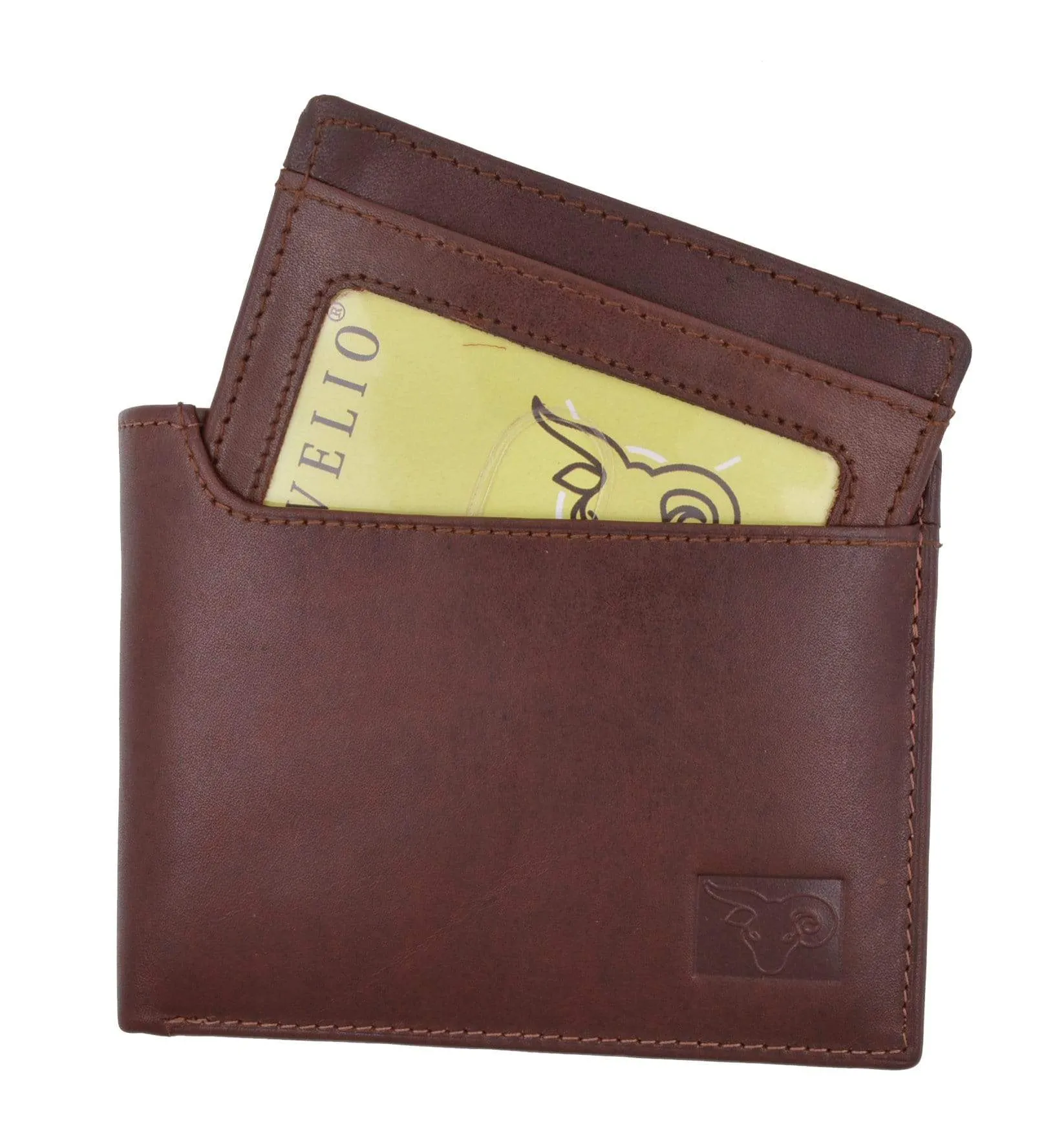 Cavelio Genuine High Quality Leather Mens Bifold Wallet with Removable ID Card Holder 730534 (C)