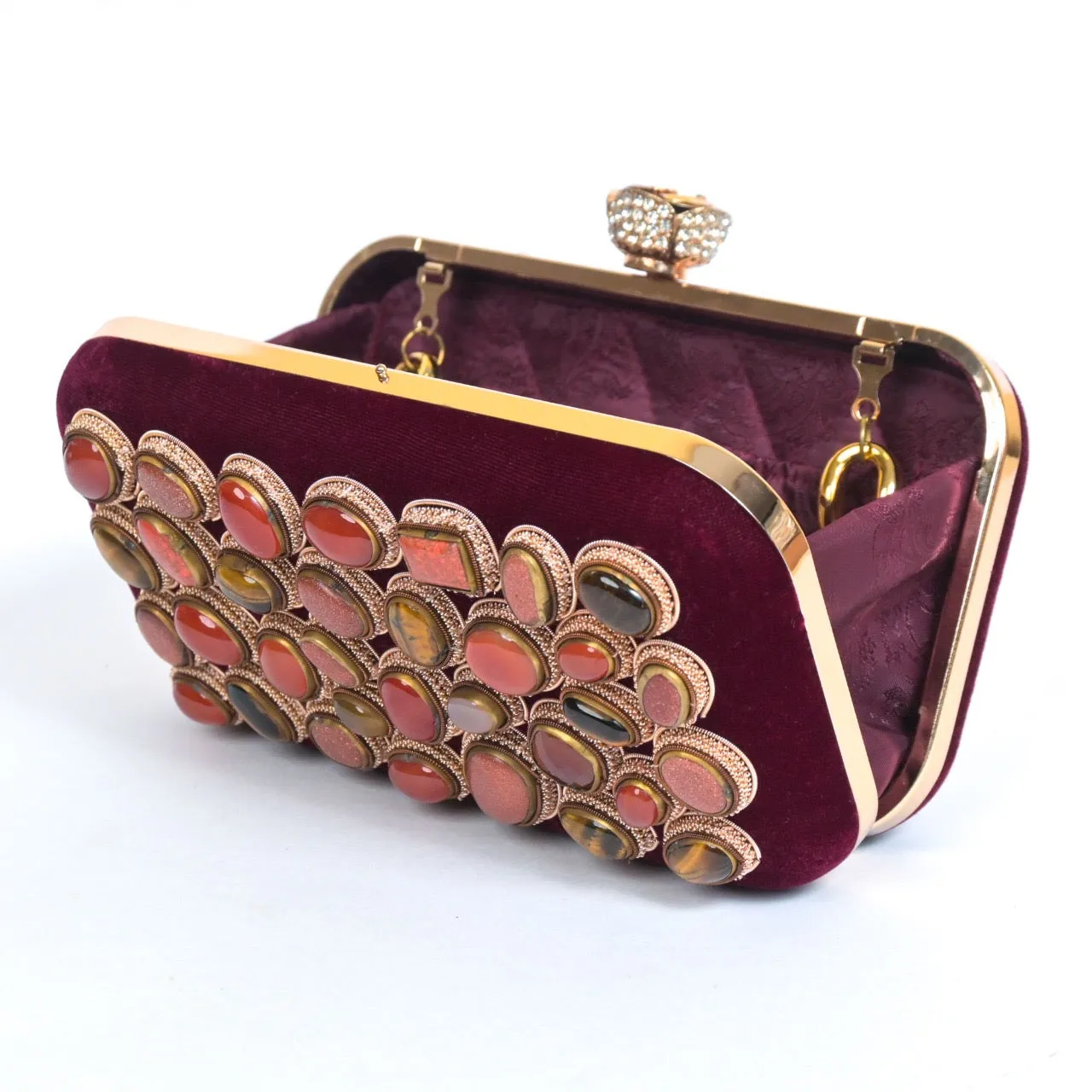 Chandigarh Bag in Burgundy Silk Velvet