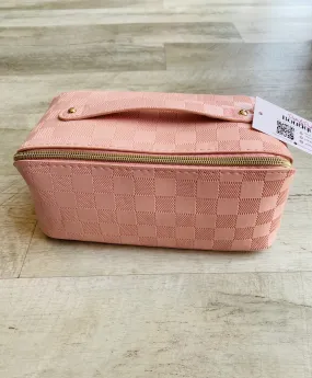 Checkered Large Cosmetic Bag | Pink