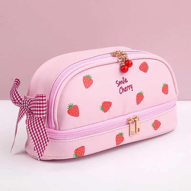 Cherry PU Kawaii Cherry Bear Pencil Case