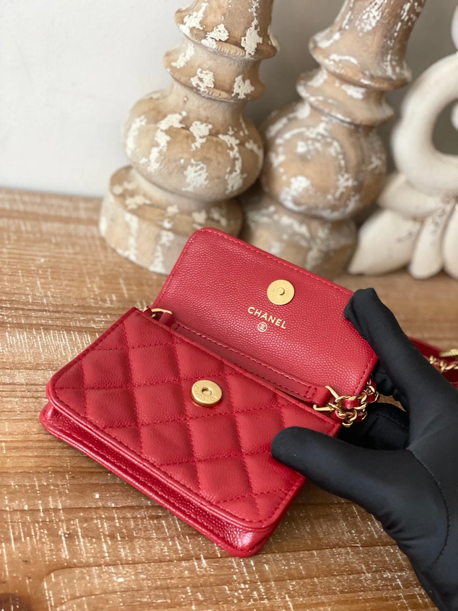 CHL Clutch With Chain Red For Women, Women&#8217;s Bags 4.8in/12.3cm