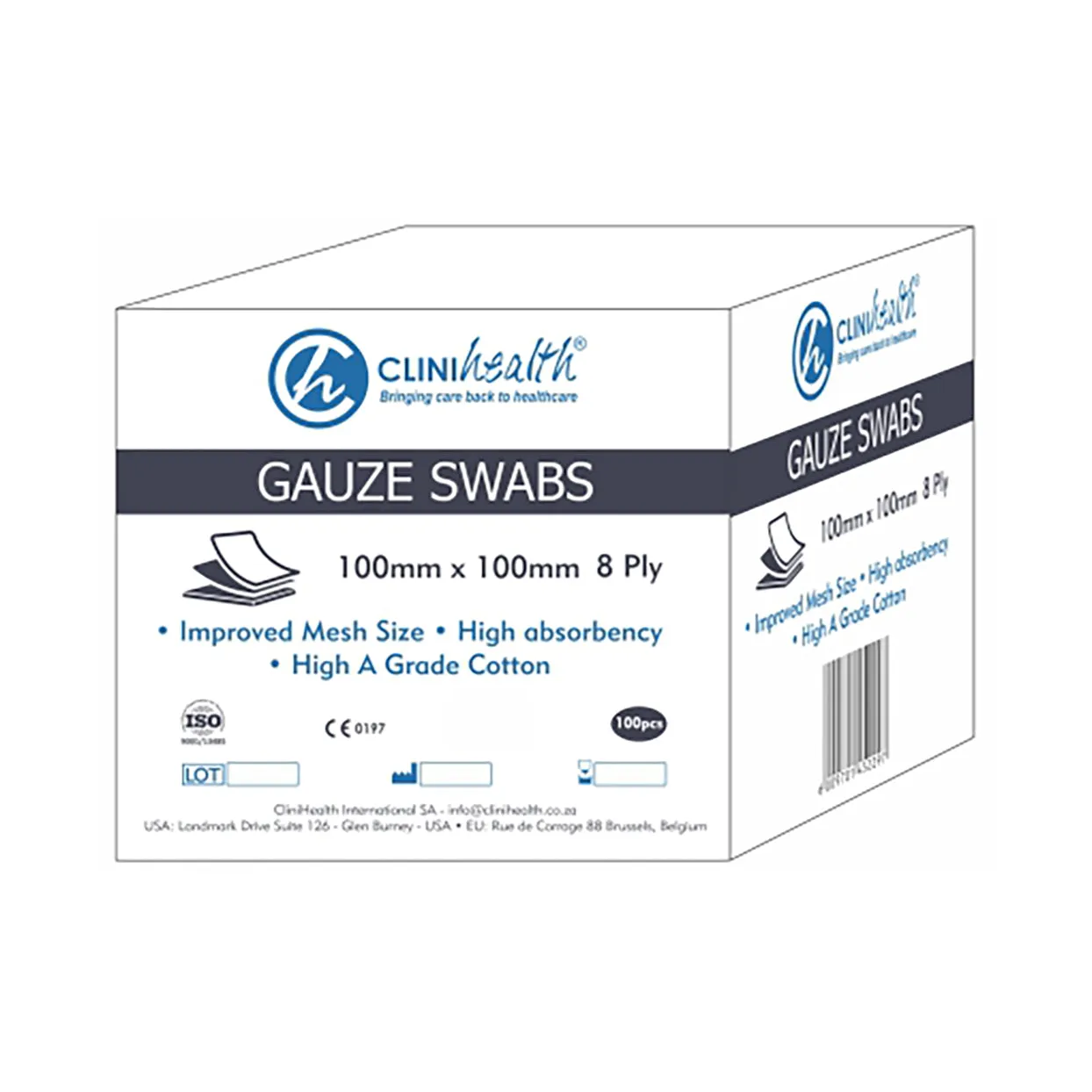 Clinihealth Gauze 100 x 100 8 Ply N S 100 Swabs