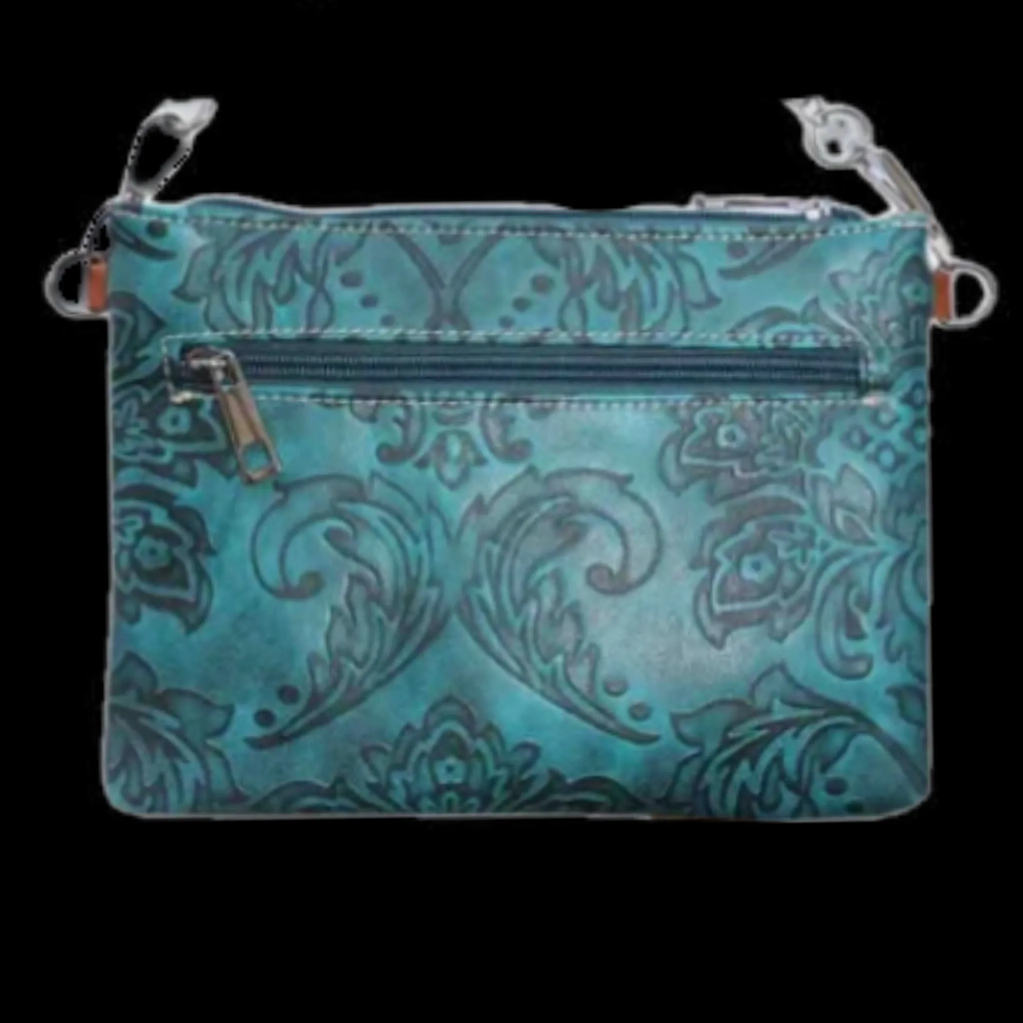 Concho Western Mini Crossbody Bag-Brn/Tq