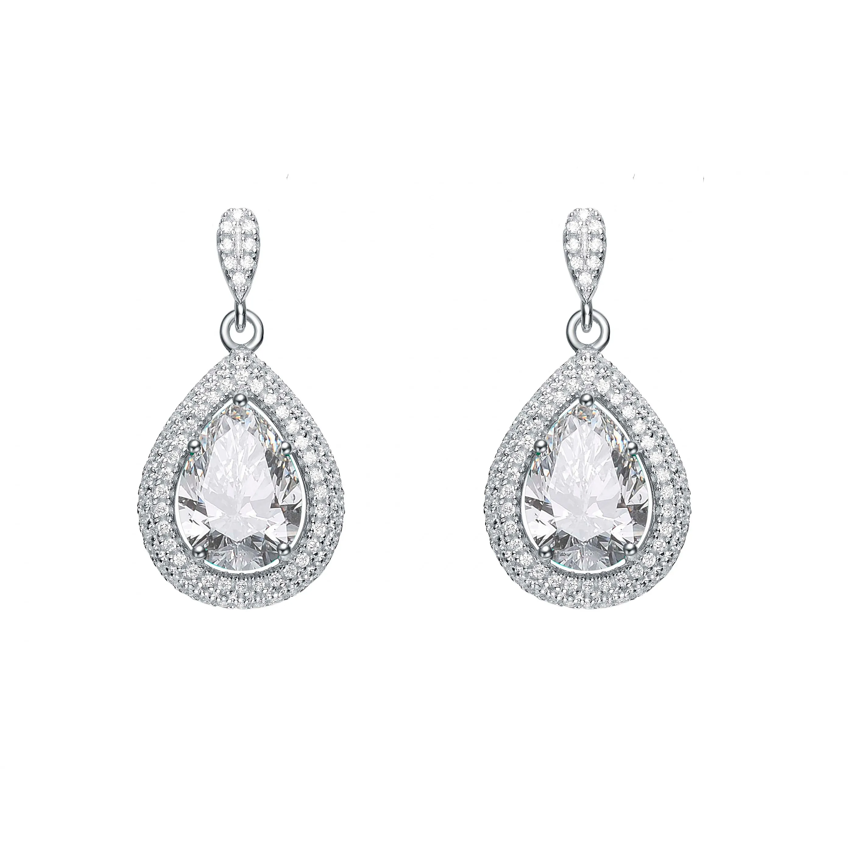 Constance Dauphine White Gold Plated Teardrop Earrings