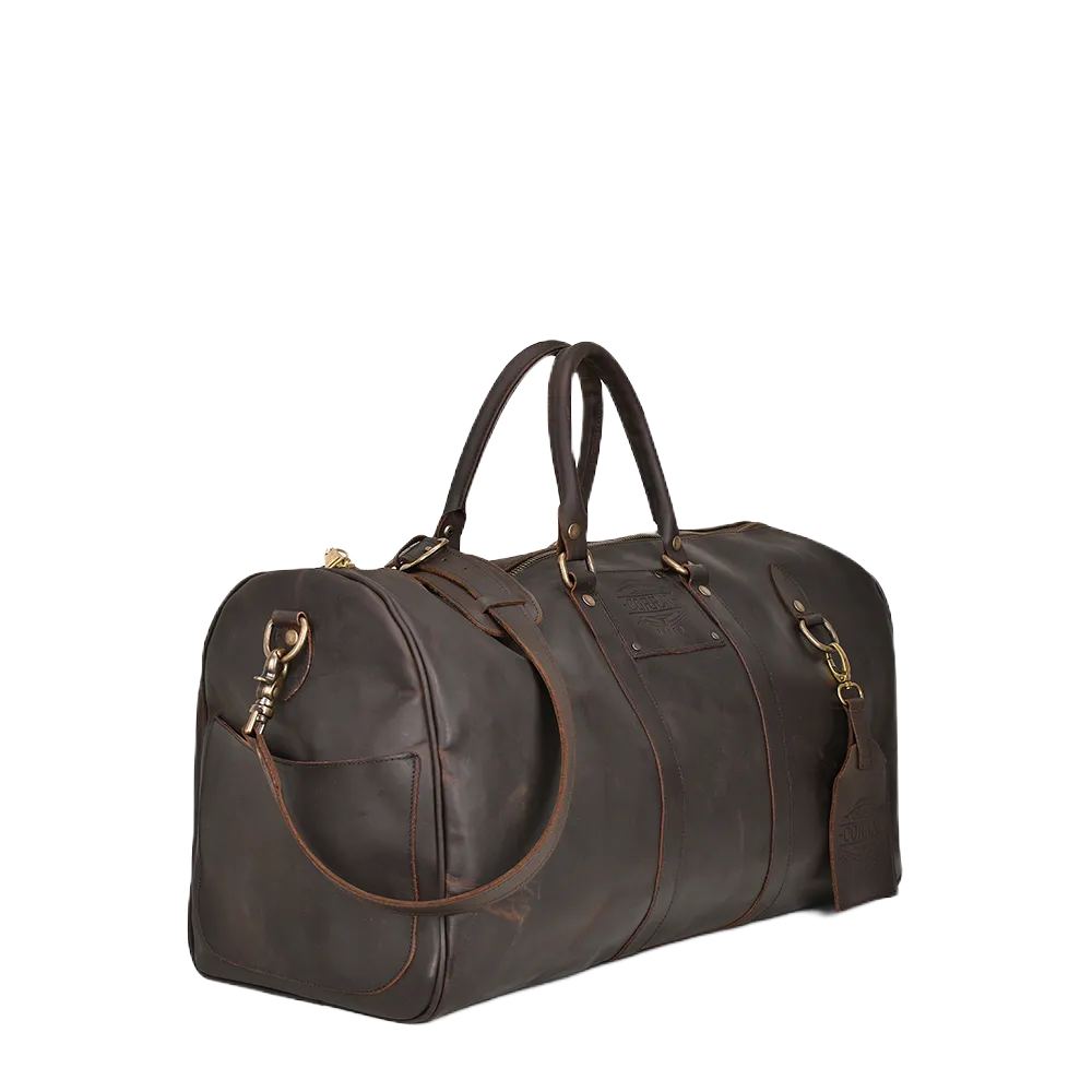 Corral Handcrafted Large Genuine Leather Brown Duffle Bag D1285