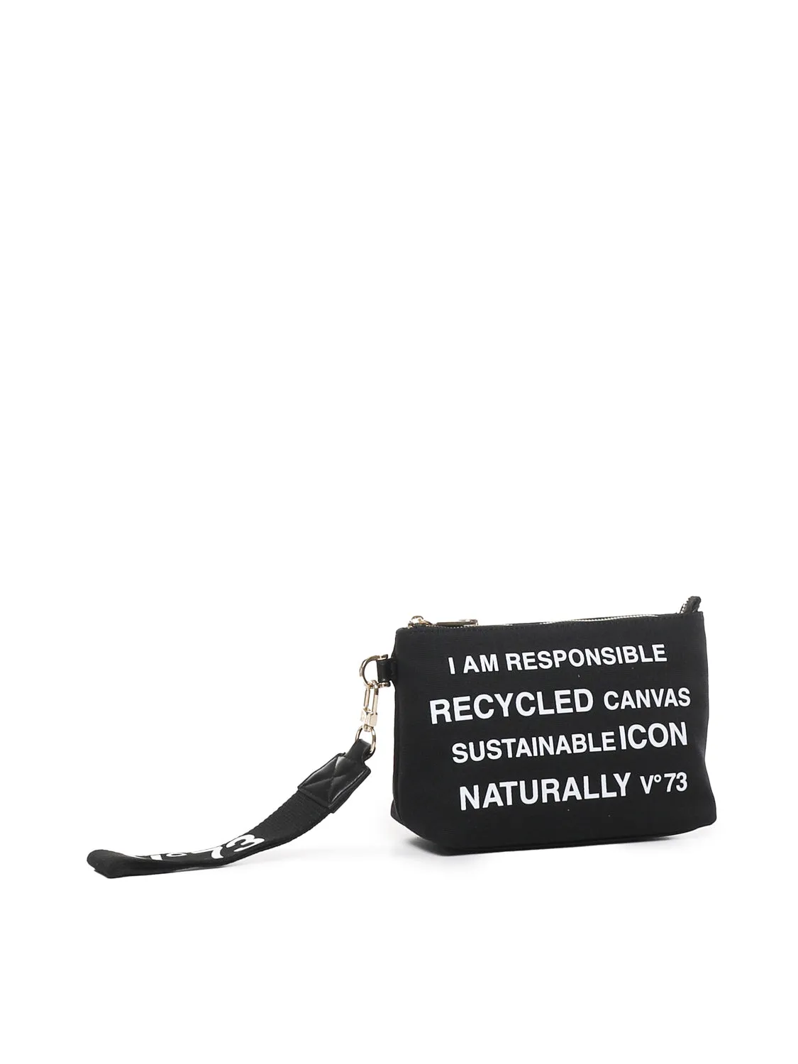 Cotton Denim Clutch Bag in Black and White