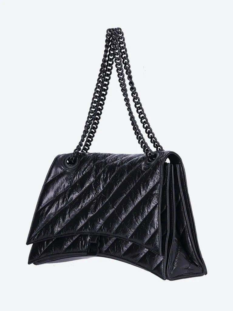 Crushed quilted calfskin chain bag