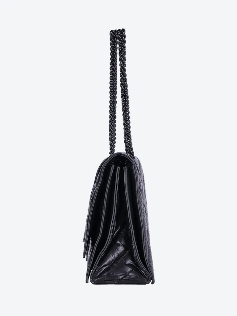 Crushed quilted calfskin chain bag