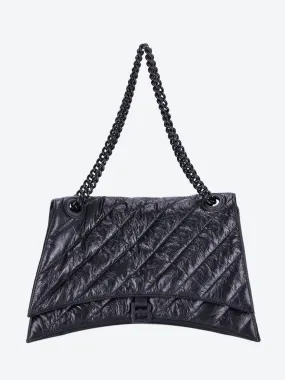 Crushed quilted calfskin chain bag