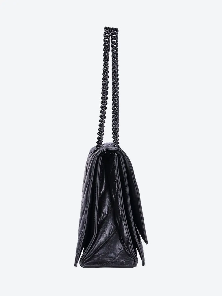 Crushed quilted calfskin chain bag