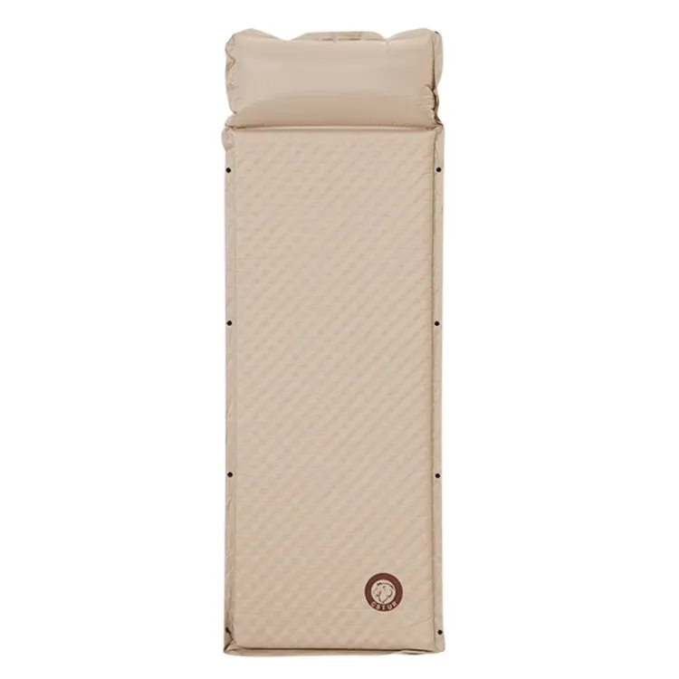 CSTUR Outdoor Thickened 5cm Automatic Inflatable Mat Tent Camping Moistureproof Sleeping Pad, Style: Single People Use khaki