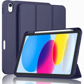 Dark Blue iPad 10.9 Case 2022, Pencil Holder, Auto Sleep