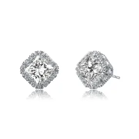 Déco Square Halo Stud Earrings