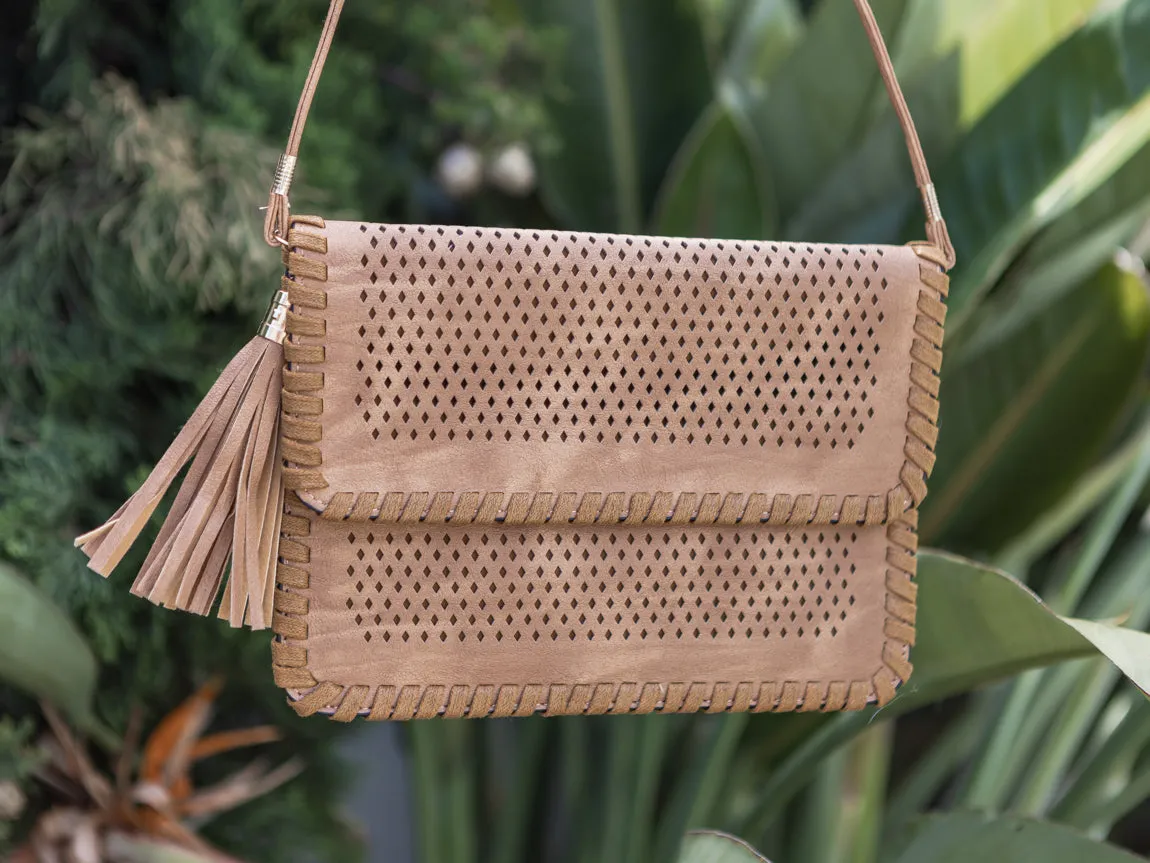 Diamond Cut Out Bag - Tan