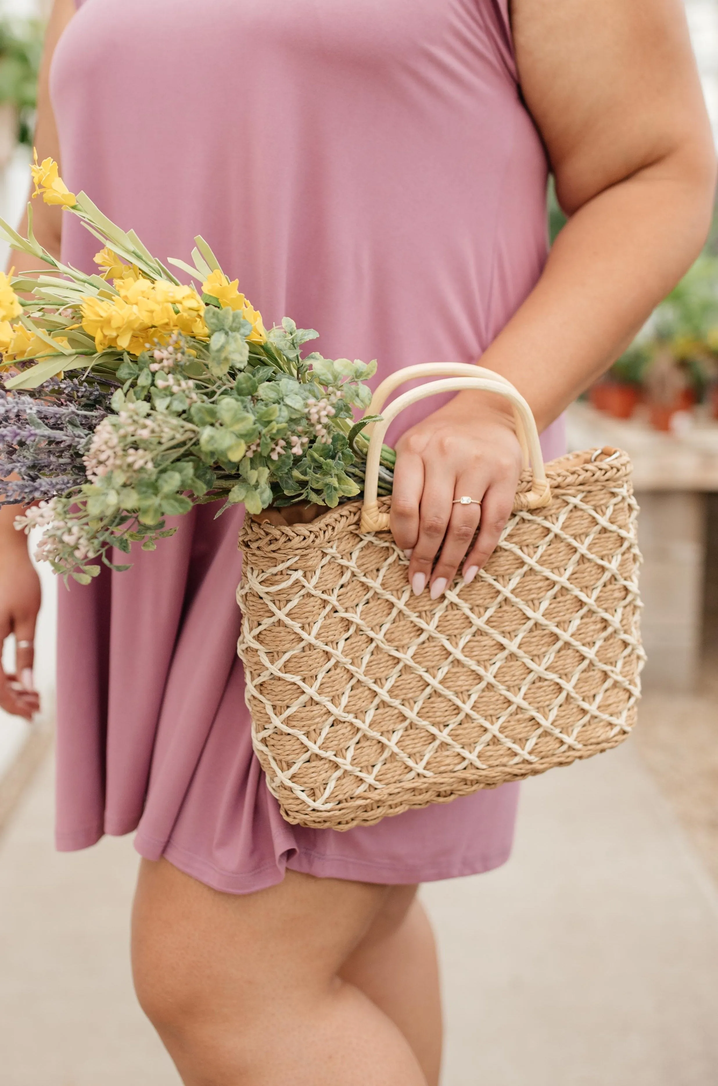 Diamond Weave Straw Bag