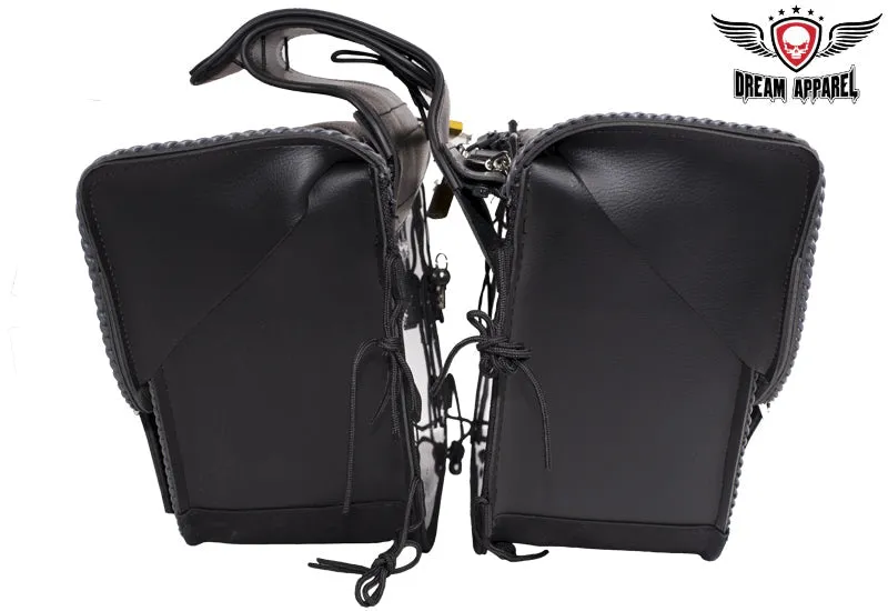 Dream Apparel Studded PVC Motorcycle Saddlebag With Gun Holsters