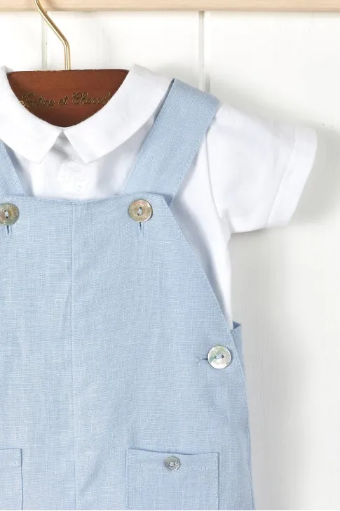 Dungarees - Azure linen