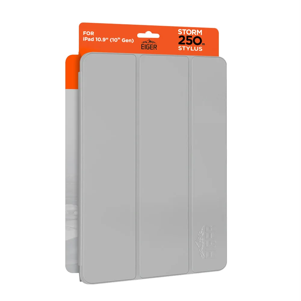 Eiger Storm 250m Stylus Case for Apple iPad 10.9 (10th Gen) in Light Grey in Retail Sleeve