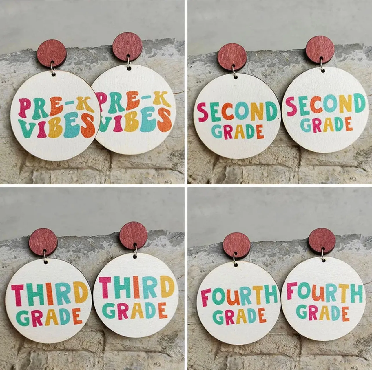 Elementary Teacher Earrings - First Grade, Second Grade, Third Grade, Fourth Grace, Fifth Grade Earrings