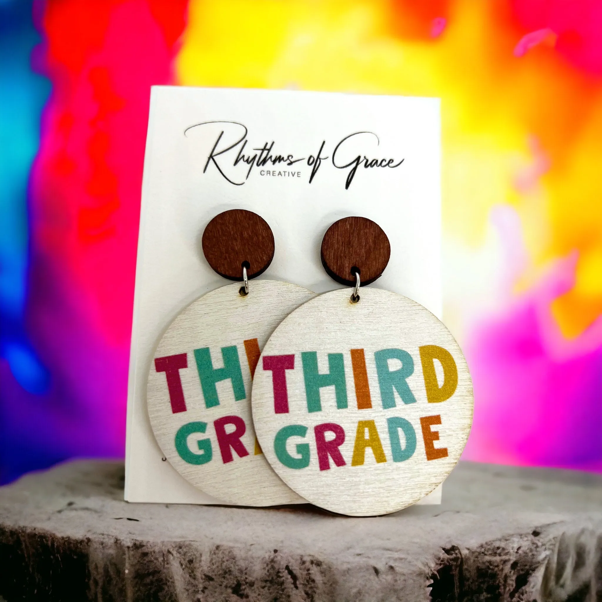 Elementary Teacher Earrings - First Grade, Second Grade, Third Grade, Fourth Grace, Fifth Grade Earrings