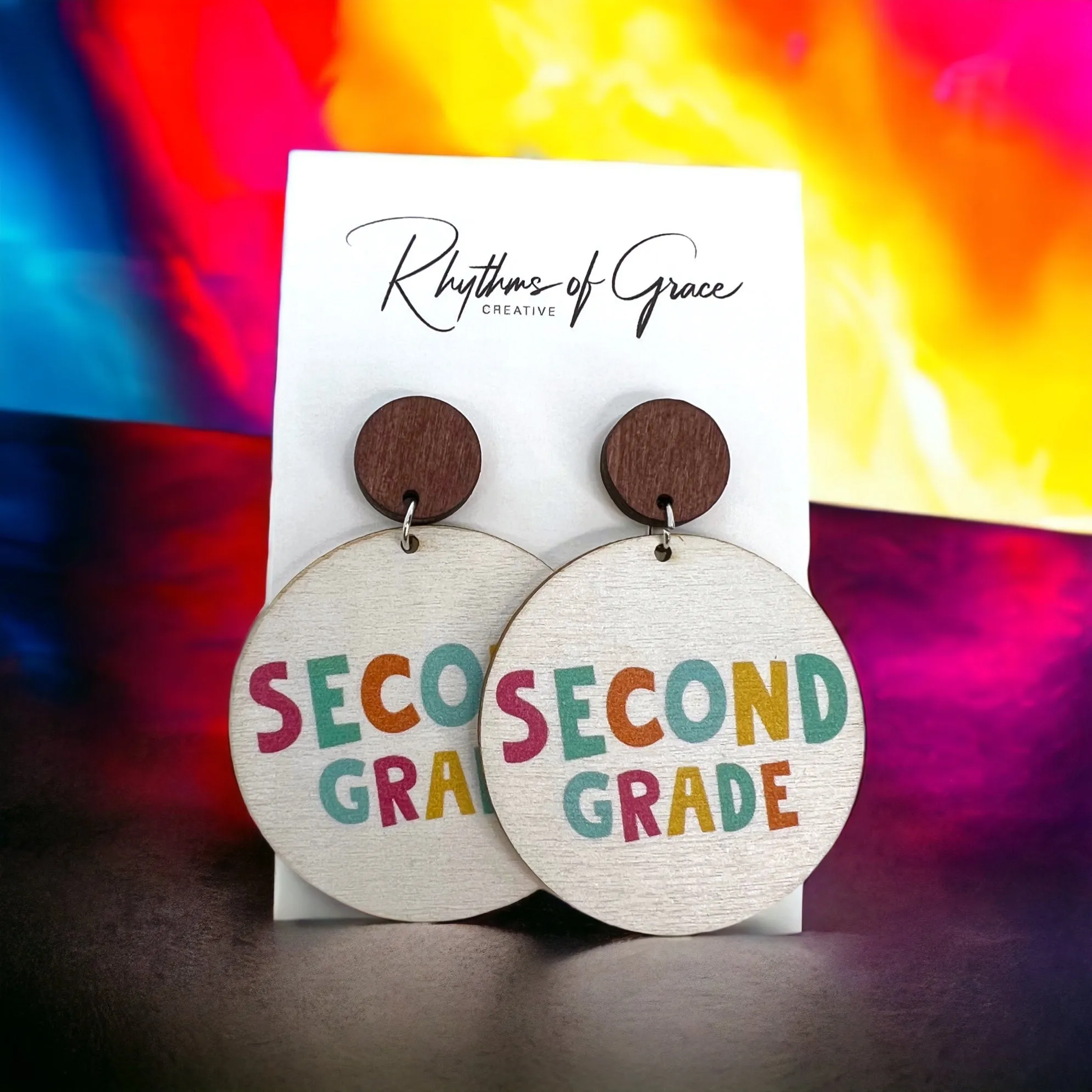 Elementary Teacher Earrings - First Grade, Second Grade, Third Grade, Fourth Grace, Fifth Grade Earrings