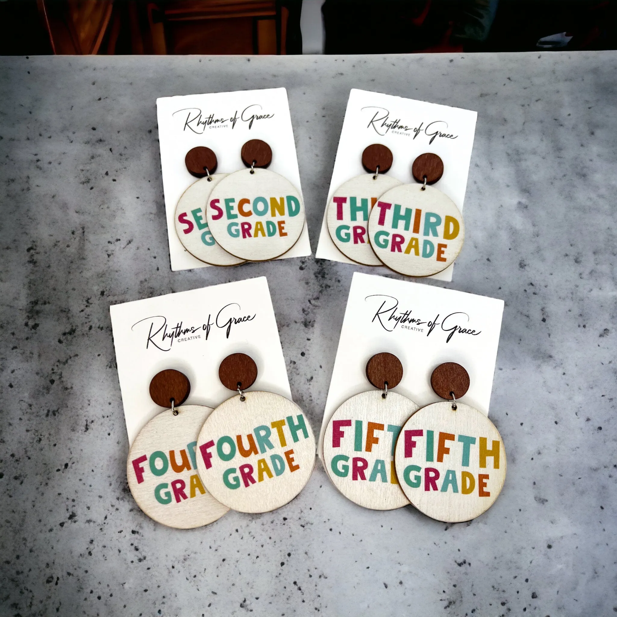 Elementary Teacher Earrings - First Grade, Second Grade, Third Grade, Fourth Grace, Fifth Grade Earrings