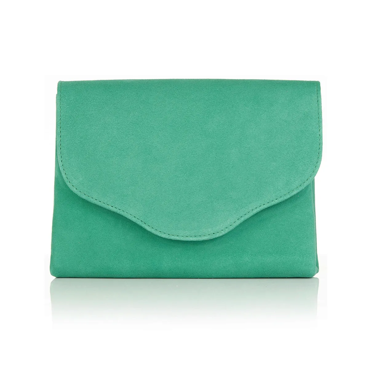 Ellie Clutch Bag - Green Suede