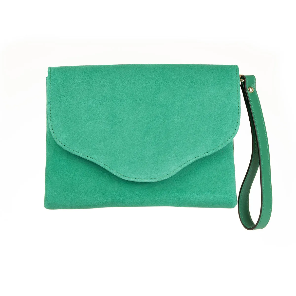 Ellie Clutch Bag - Green Suede