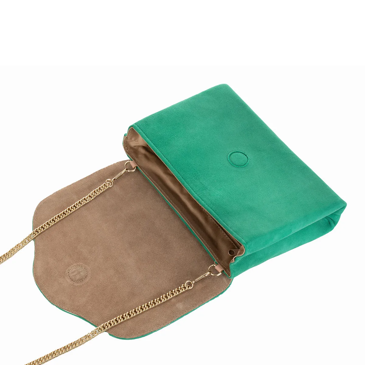 Ellie Clutch Bag - Green Suede