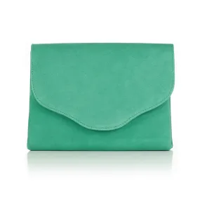 Ellie Clutch Bag - Green Suede