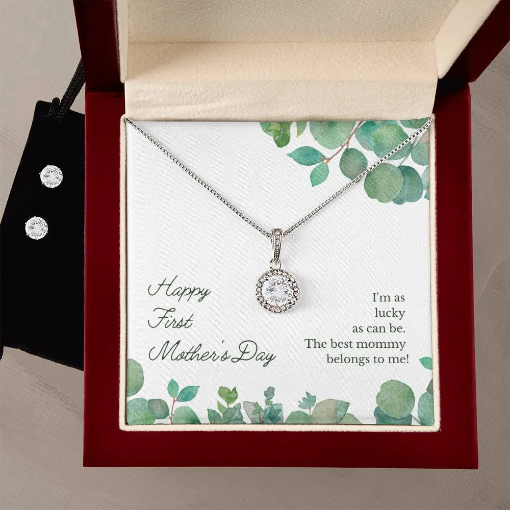 Eternal Hope Necklace and Cubic Zirconia Earring Set Happy First Mother's Day