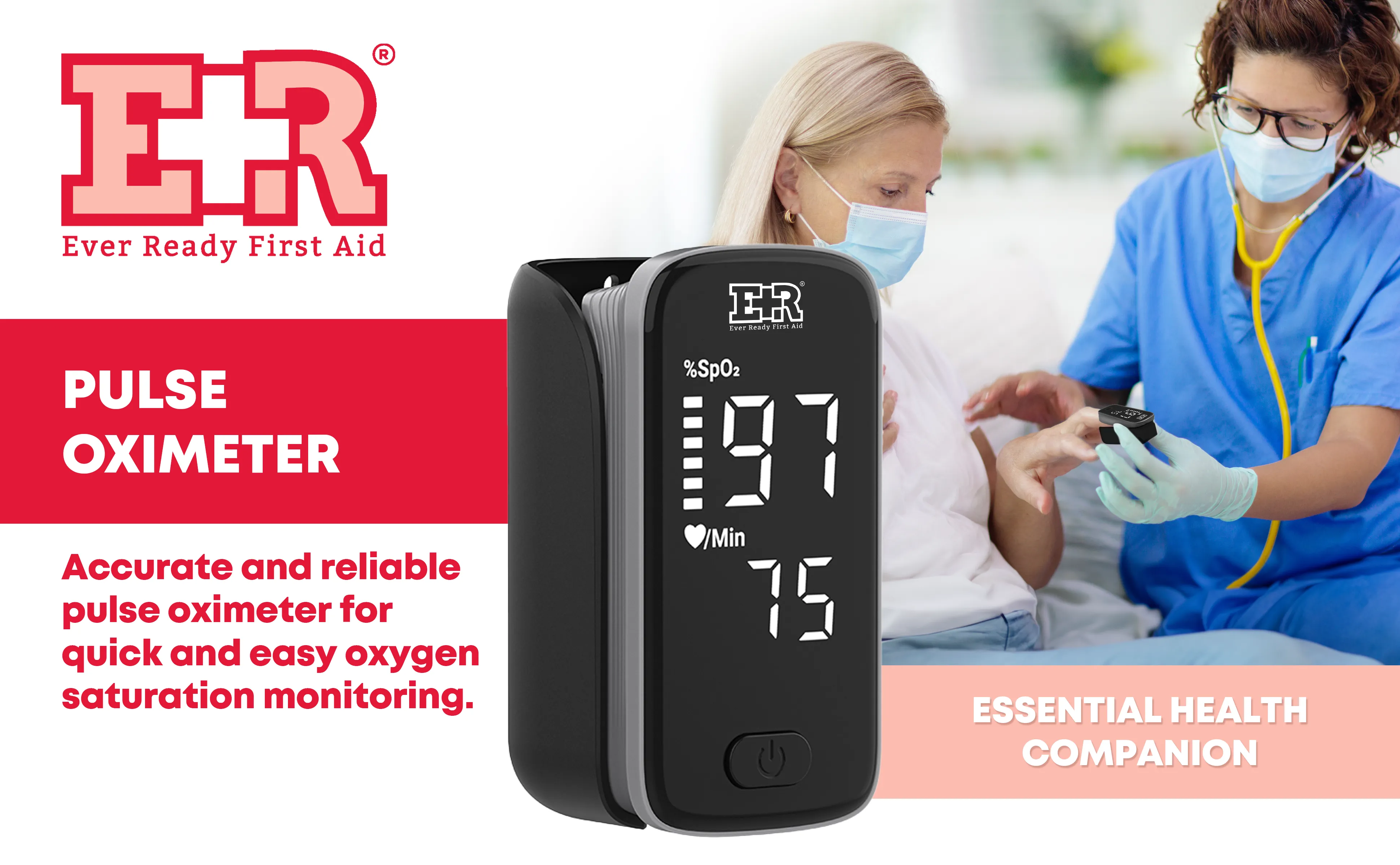 Ever Ready First Aid Pulse Oximeter, Black