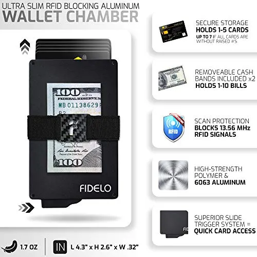 Fidelo Mens Rfid Slim Wallet Brown With 3k Carbon Fiber Money Clip Desert Tan