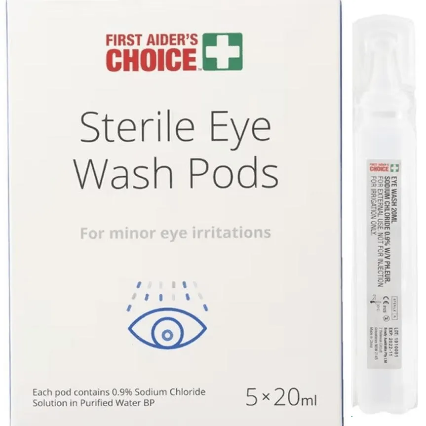 First Aiders Choice Saline Eye And Wound Wash 20mL Sterile 5 Pack