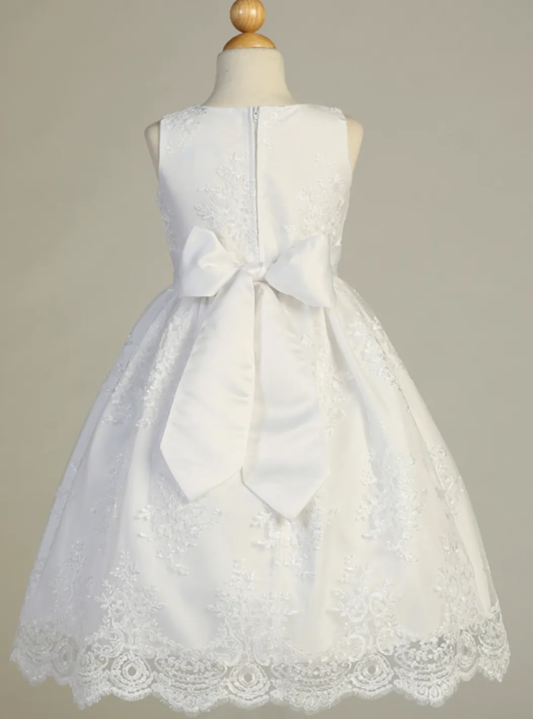 First Holy Communion Dress Corded Embroidery Lace on Tulle LNKSP164