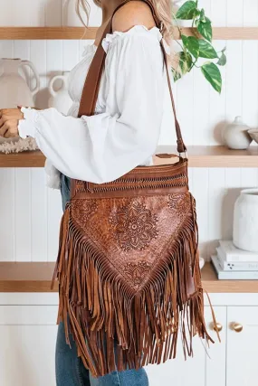 FLOWER FRINGE BAG TOBACCO