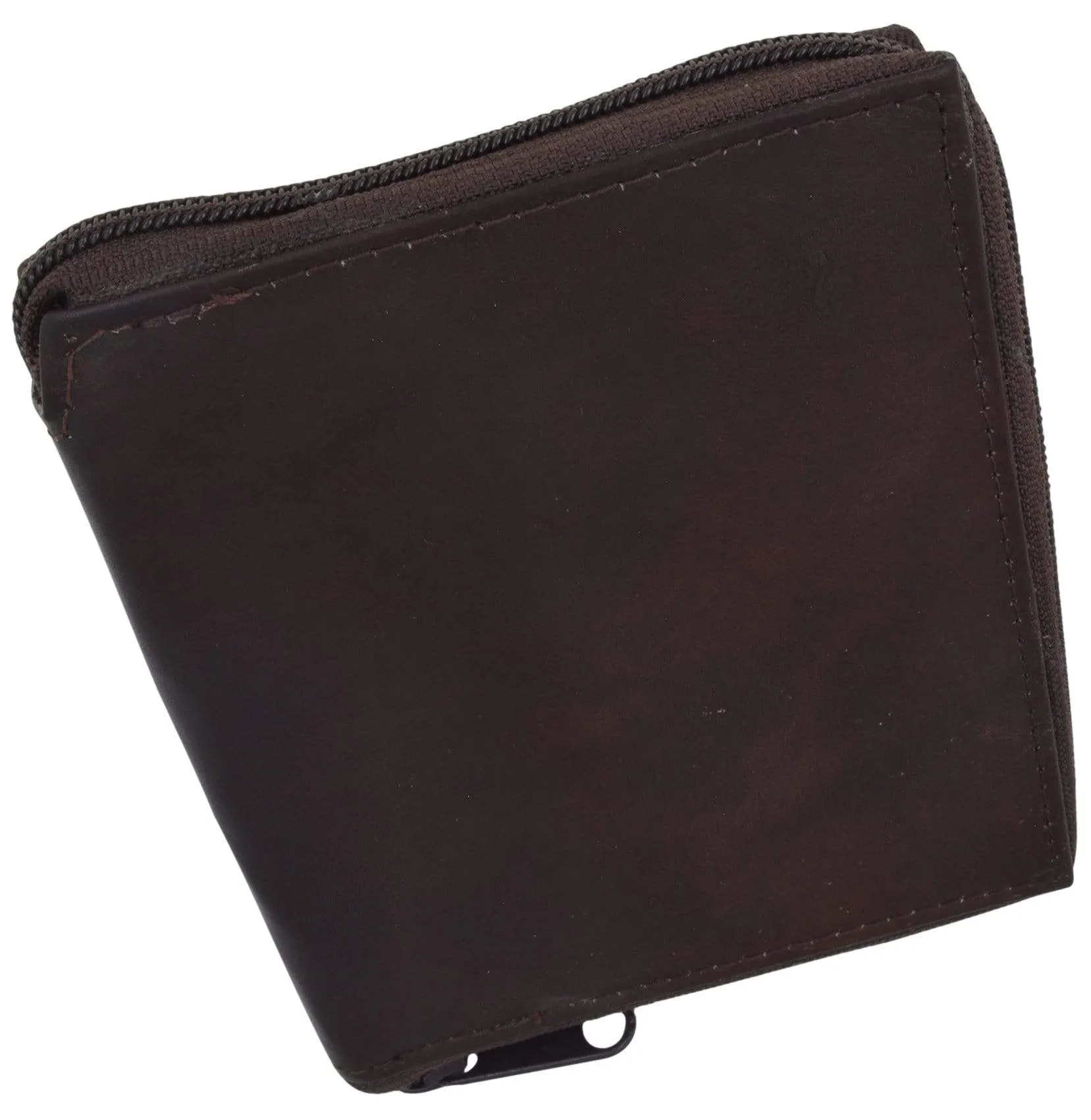 Genuine Mens Leather Zippered Card ID Holder Wallet 702 CF