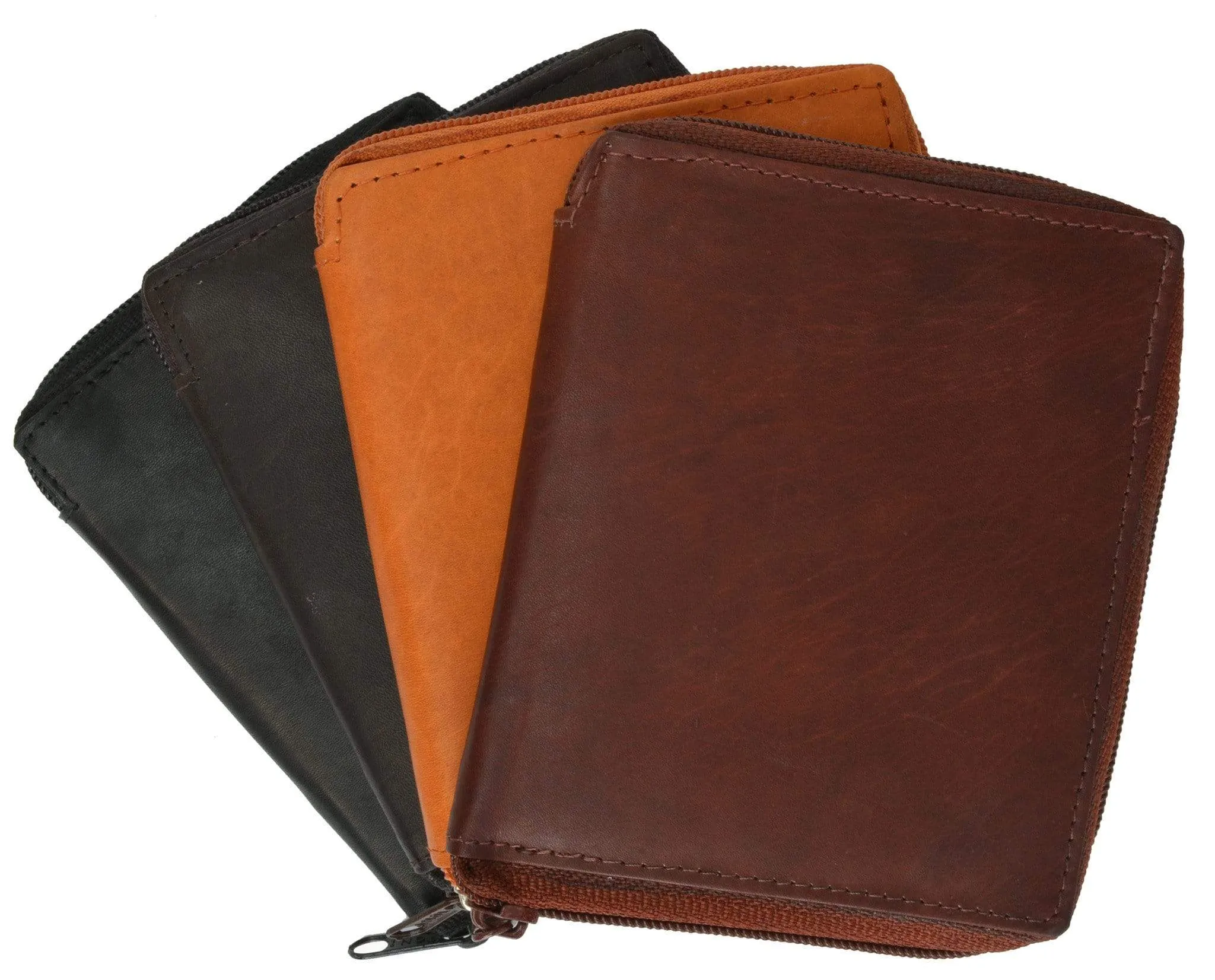 Genuine Mens Leather Zippered Card ID Holder Wallet 702 CF