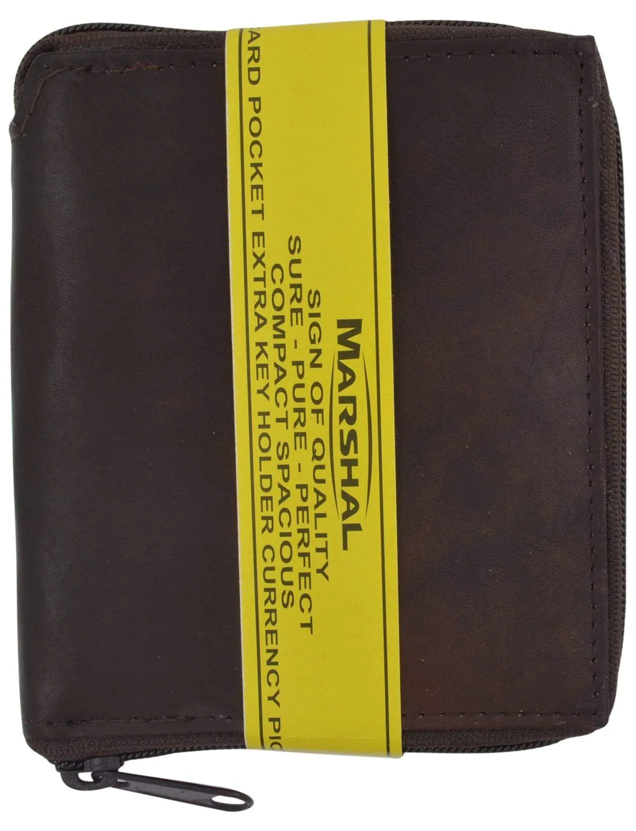 Genuine Mens Leather Zippered Card ID Holder Wallet 702 CF