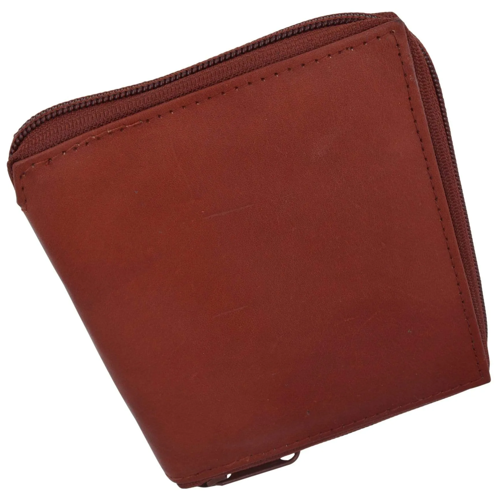 Genuine Mens Leather Zippered Card ID Holder Wallet 702 CF