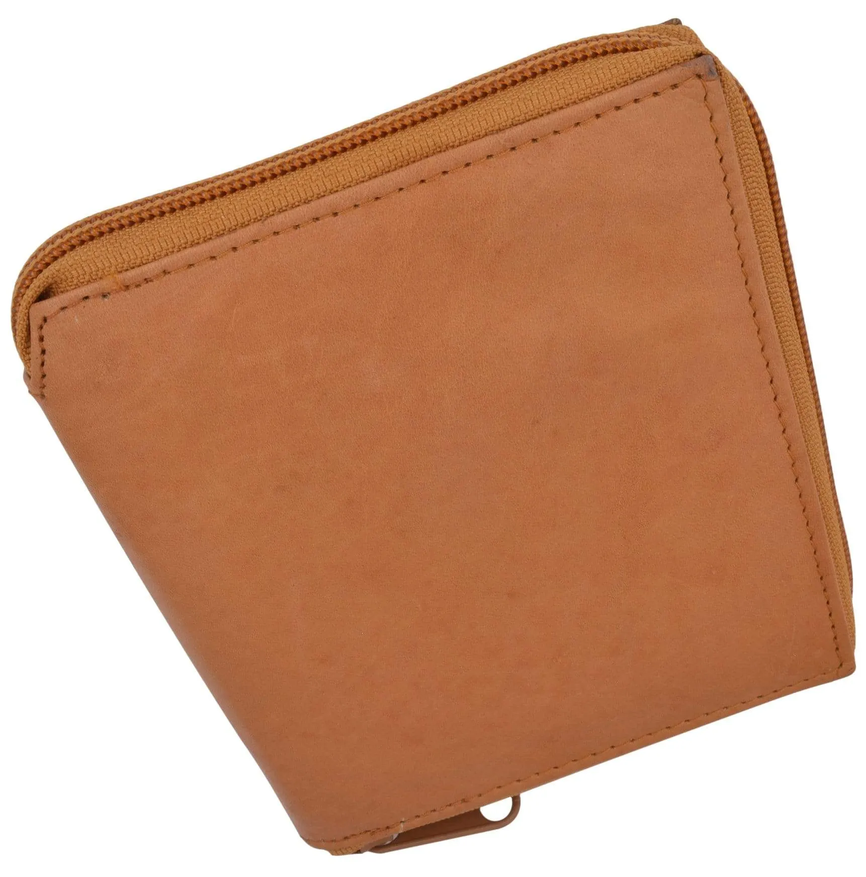 Genuine Mens Leather Zippered Card ID Holder Wallet 702 CF